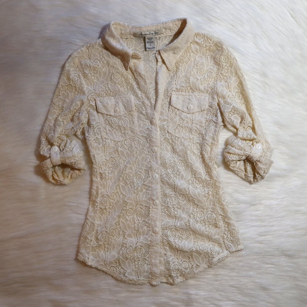 American Rag Lace Button Down
